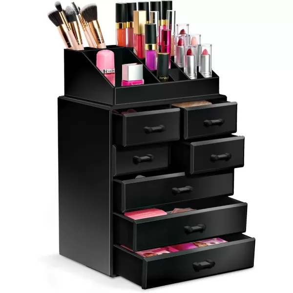 imageSorbus Large Makeup Organizer  Stackable Jewelry ampamp Makeup Organizer For Vanity Bathroom Storage Dresser  12 Drawers Cosmetic Beauty Organizers and Storage with Lipstick Makeup Brush HolderBlack