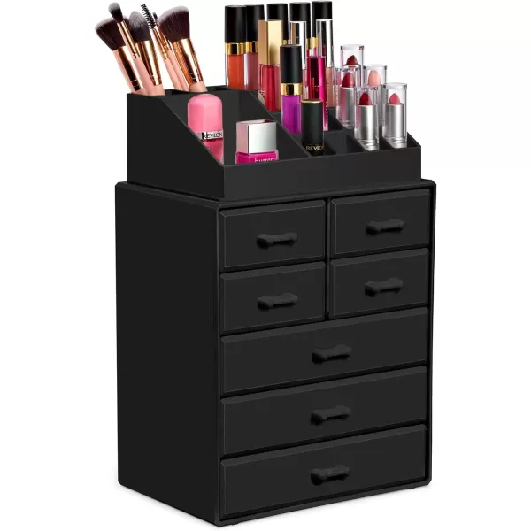 imageSorbus Large Makeup Organizer  Stackable Jewelry ampamp Makeup Organizer For Vanity Bathroom Storage Dresser  12 Drawers Cosmetic Beauty Organizers and Storage with Lipstick Makeup Brush HolderBlack