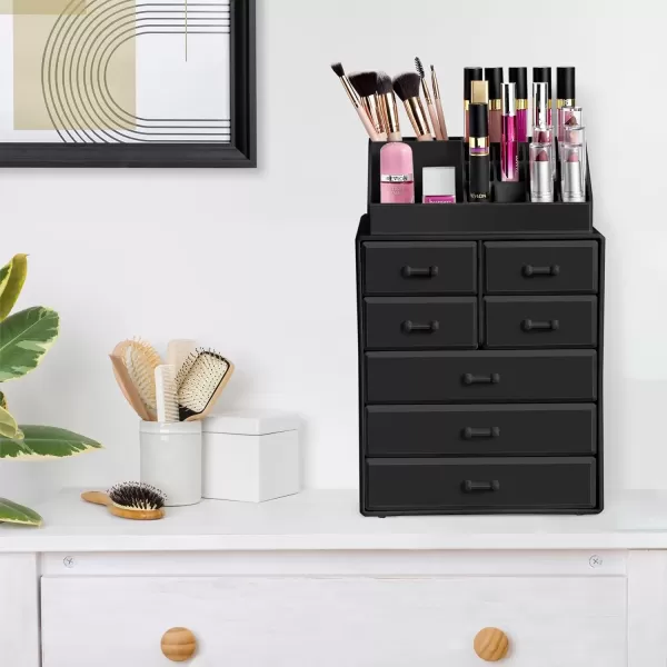 imageSorbus Large Makeup Organizer  Stackable Jewelry ampamp Makeup Organizer For Vanity Bathroom Storage Dresser  12 Drawers Cosmetic Beauty Organizers and Storage with Lipstick Makeup Brush HolderBlack