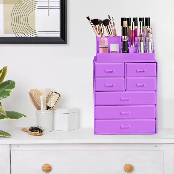 imageSorbus Large Makeup Organizer  Stackable Jewelry ampamp Makeup Organizer For Vanity Bathroom Storage Dresser  12 Drawers Cosmetic Beauty Organizers and Storage with Lipstick Makeup Brush HolderPurple