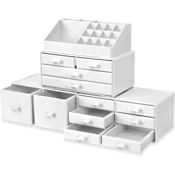 imageSorbus Large Makeup Organizer  Stackable Jewelry ampamp Makeup Organizer For Vanity Bathroom Storage Dresser  12 Drawers Cosmetic Beauty Organizers and Storage with Lipstick Makeup Brush HolderWhite