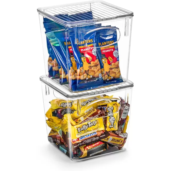imageSorbus Large Plastic Storage Bins with Lids  for Kitchen Organization Pantry Organizers and Storage Fridge Organizer Cabinet Organizer Refrigerator Organizer Bins  Clear Storage Bins 2 packSmall