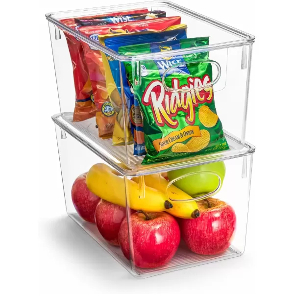 imageSorbus Large Plastic Storage Bins with Lids  for Kitchen Organization Pantry Organizers and Storage Fridge Organizer Cabinet Organizer Refrigerator Organizer Bins  Clear Storage Bins 2 packLarge