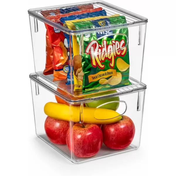 imageSorbus Large Plastic Storage Bins with Lids  for Kitchen Organization Pantry Organizers and Storage Fridge Organizer Cabinet Organizer Refrigerator Organizer Bins  Clear Storage Bins 2 packMedium