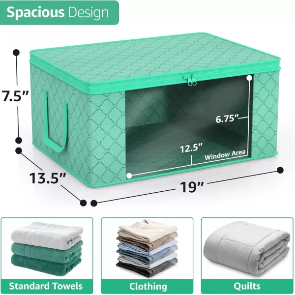 imageSorbus Medium Clothes Storage Bags  Foldable Blanket Storage Bins for Organizing Bedroom Closet Clothing Comforter Organization with Clear Window Lids and Carry Handles  Set of 8Teal