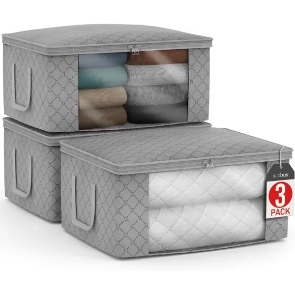 imageSorbus Medium Clothes Storage Bags  Foldable Blanket Storage Bins for Organizing Bedroom Closet Clothing Comforter Organization with Clear Window Lids and Carry Handles  Set of 8Gray