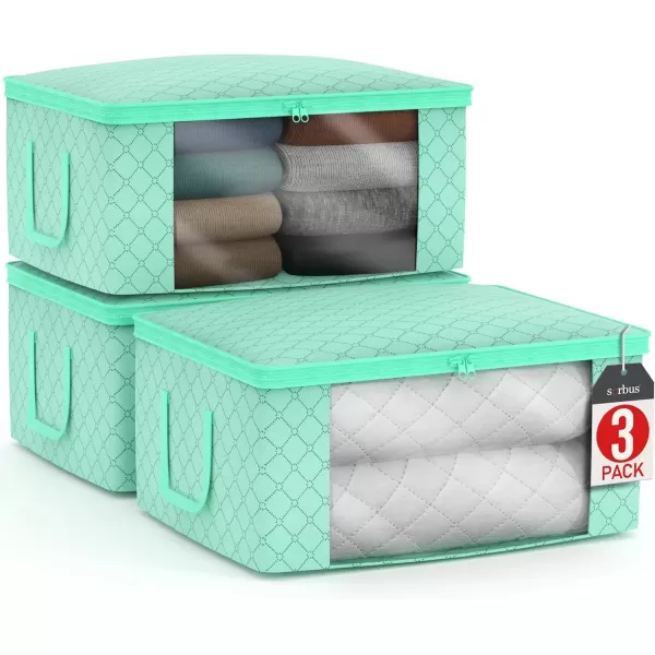 imageSorbus Medium Clothes Storage Bags  Foldable Blanket Storage Bins for Organizing Bedroom Closet Clothing Comforter Organization with Clear Window Lids and Carry Handles  Set of 8Teal