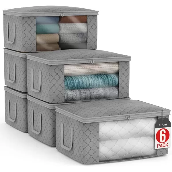 imageSorbus Medium Clothes Storage Bags  Foldable Blanket Storage Bins for Organizing Bedroom Closet Clothing Comforter Organization with Clear Window Lids and Carry Handles  Set of 8Gray