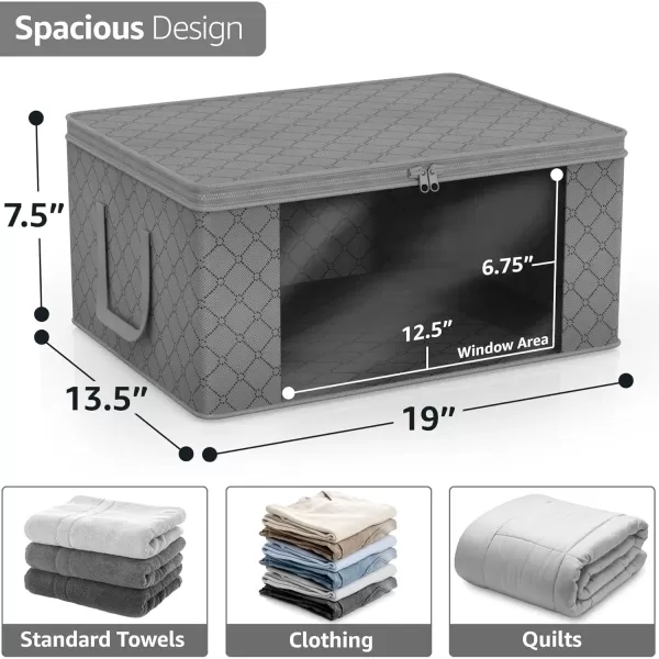 imageSorbus Medium Clothes Storage Bags  Foldable Blanket Storage Bins for Organizing Bedroom Closet Clothing Comforter Organization with Clear Window Lids and Carry Handles  Set of 8Gray