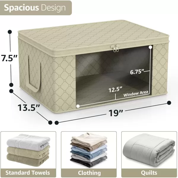 imageSorbus Medium Clothes Storage Bags  Foldable Blanket Storage Bins for Organizing Bedroom Closet Clothing Comforter Organization with Clear Window Lids and Carry Handles  Set of 8Beige