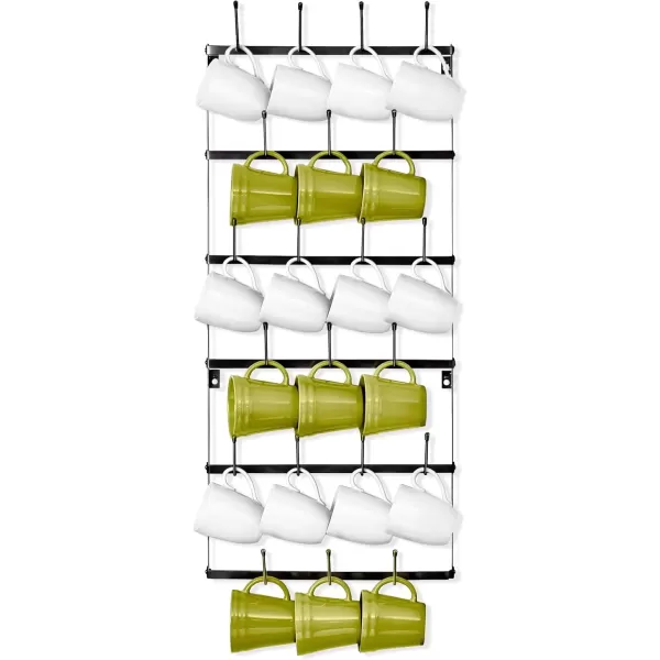 imageSorbus Mug Rack for Wall  Large Rustic Coffee Mug Holder Wall Mount with 27 Hooks Coffee Cup Display Rack 6Tier Metal Mug Organizer for Home Kitchen ampamp Bar Coffee Station Dining RoomBlack