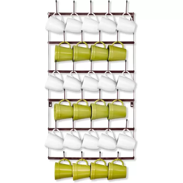 imageSorbus Mug Rack for Wall  Large Rustic Coffee Mug Holder Wall Mount with 27 Hooks Coffee Cup Display Rack 6Tier Metal Mug Organizer for Home Kitchen ampamp Bar Coffee Station Dining RoomBrown