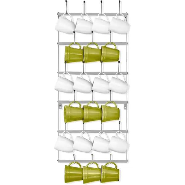 imageSorbus Mug Rack for Wall  Large Rustic Coffee Mug Holder Wall Mount with 27 Hooks Coffee Cup Display Rack 6Tier Metal Mug Organizer for Home Kitchen ampamp Bar Coffee Station Dining RoomSilver