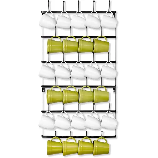imageSorbus Mug Rack for Wall  Large Rustic Coffee Mug Holder Wall Mount with 27 Hooks Coffee Cup Display Rack 6Tier Metal Mug Organizer for Home Kitchen ampamp Bar Coffee Station Dining RoomBlack