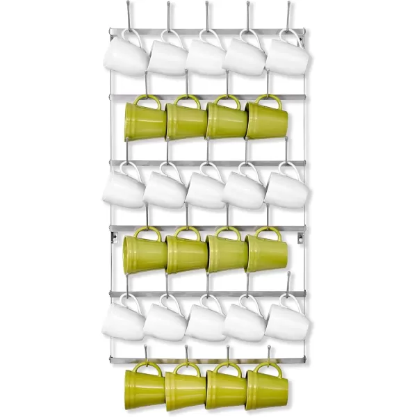 imageSorbus Mug Rack for Wall  Large Rustic Coffee Mug Holder Wall Mount with 27 Hooks Coffee Cup Display Rack 6Tier Metal Mug Organizer for Home Kitchen ampamp Bar Coffee Station Dining RoomSilver