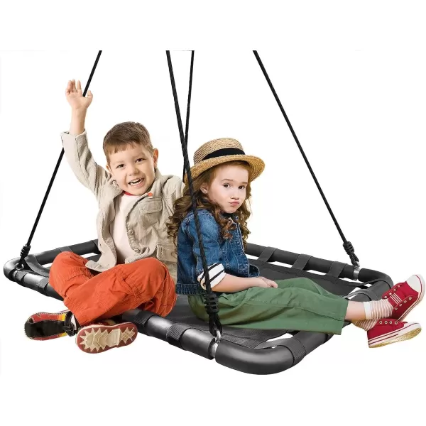 imageSorbus Outdoor Platform Swing for Kids  Rectangular Mat Swing for Tree Swing Set Playground  Accessories Included 40 x 30 Rectangle Black