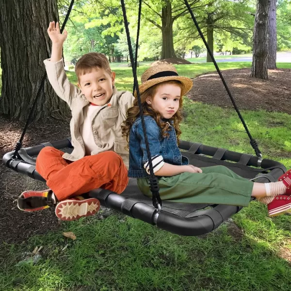 imageSorbus Outdoor Platform Swing for Kids  Rectangular Mat Swing for Tree Swing Set Playground  Accessories Included 40 x 30 Rectangle Black