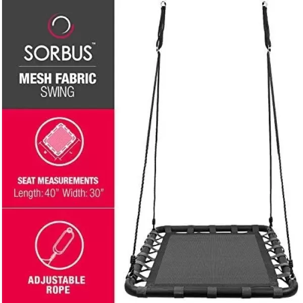 imageSorbus Outdoor Platform Swing for Kids  Rectangular Mat Swing for Tree Swing Set Playground  Accessories Included 40 x 30 Rectangle Black