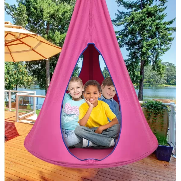 imageSorbus Pod Swing for Kids  Durable Hanging Hammock Chair wAdjustable Rope  2 Windows ampamp 1 Entrance  Tree Tent Sensory Swing for Kids Indoor Outdoor Use  250lbs Sturdy Nest Swing  40quot BluePink