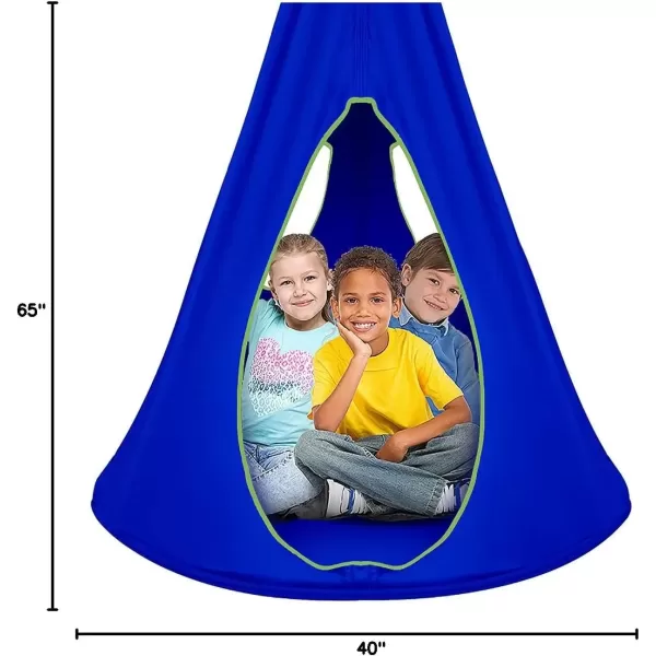 imageSorbus Pod Swing for Kids  Durable Hanging Hammock Chair wAdjustable Rope  2 Windows ampamp 1 Entrance  Tree Tent Sensory Swing for Kids Indoor Outdoor Use  250lbs Sturdy Nest Swing  40quot BlueBlue