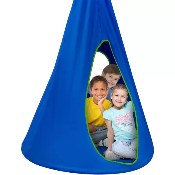imageSorbus Pod Swing for Kids  Durable Hanging Hammock Chair wAdjustable Rope  2 Windows ampamp 1 Entrance  Tree Tent Sensory Swing for Kids Indoor Outdoor Use  250lbs Sturdy Nest Swing  40quot BlueBlue