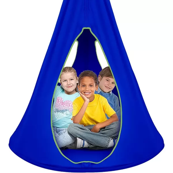 imageSorbus Pod Swing for Kids  Durable Hanging Hammock Chair wAdjustable Rope  2 Windows ampamp 1 Entrance  Tree Tent Sensory Swing for Kids Indoor Outdoor Use  250lbs Sturdy Nest Swing  40quot BlueBlue