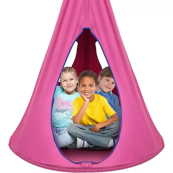 imageSorbus Pod Swing for Kids  Durable Hanging Hammock Chair wAdjustable Rope  2 Windows ampamp 1 Entrance  Tree Tent Sensory Swing for Kids Indoor Outdoor Use  250lbs Sturdy Nest Swing  40quot BluePink
