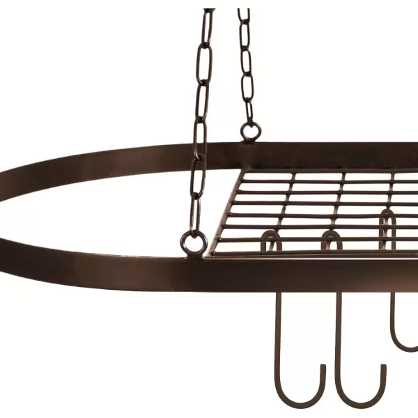 imageSorbus Pot and Pan Rack for Ceiling with Hooks  Decorative Oval Mounted Storage Rack  MultiPurpose Organizer for Home Restaurant Kitchen Cookware Utensils Books Household RusticBronze