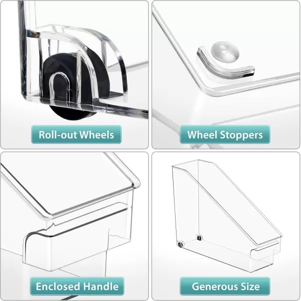 imageSorbus Roll Out Bottle Organization Bins  Pantry Under Sink Organizer with Wheels ampamp Handles Clear Plastic Organizing Containers for Bottles ampamp Cleaning Supplies  Kitchen Cabinet Laundry Room StorageSlant