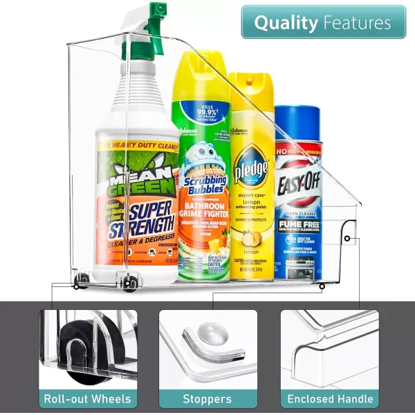 imageSorbus Roll Out Bottle Organization Bins  Pantry Under Sink Organizer with Wheels ampamp Handles Clear Plastic Organizing Containers for Bottles ampamp Cleaning Supplies  Kitchen Cabinet Laundry Room StorageSlant