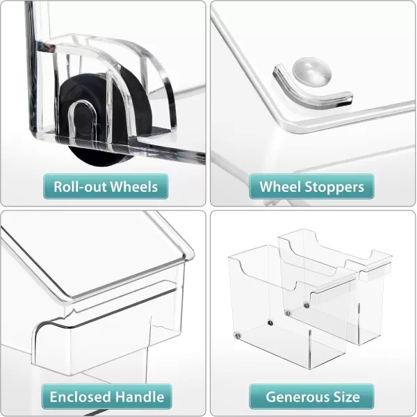 imageSorbus Roll Out Bottle Organization Bins  Pantry Under Sink Organizer with Wheels ampamp Handles Clear Plastic Organizing Containers for Bottles ampamp Cleaning Supplies  Kitchen Cabinet Laundry Room StorageSquare