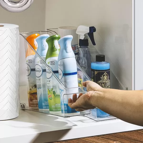 imageSorbus Roll Out Bottle Organization Bins  Pantry Under Sink Organizer with Wheels ampamp Handles Clear Plastic Organizing Containers for Bottles ampamp Cleaning Supplies  Kitchen Cabinet Laundry Room StorageSlant