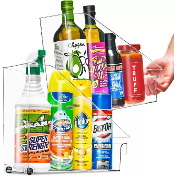 imageSorbus Roll Out Bottle Organization Bins  Pantry Under Sink Organizer with Wheels ampamp Handles Clear Plastic Organizing Containers for Bottles ampamp Cleaning Supplies  Kitchen Cabinet Laundry Room StorageSlant