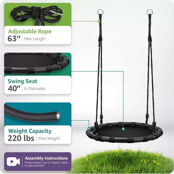 imageSorbus Saucer Tree Swing  Kids Outdoor Disc Round Swing  24quot Heavy Duty 220lbs Seat  Easy Install Flying Saucer Web Circle Swing  Perfect for Gift Playground Backyard IndoorOutdoor Tire Swing40