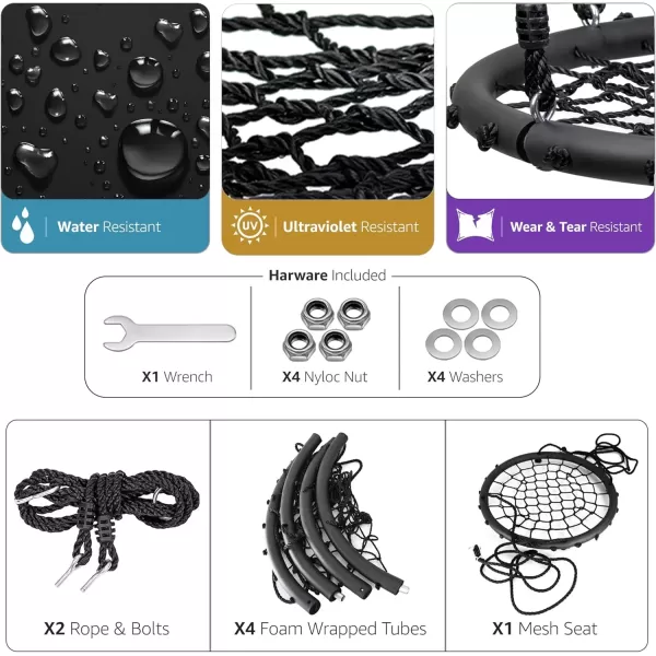 imageSorbus Saucer Tree Swing Kids Outdoor Disc Round Swing  40quot Heavy Duty 220lbs Seat Easy Install Flying Saucer Web Circle Swing Perfect for GiftPlayground Birthday Xmas IndoorOutdoor Tire Swing40 Inch