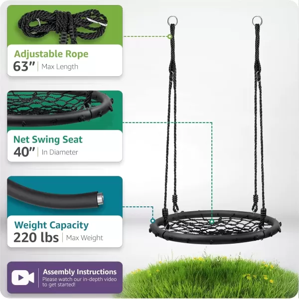 imageSorbus Saucer Tree Swing Kids Outdoor Disc Round Swing  40quot Heavy Duty 220lbs Seat Easy Install Flying Saucer Web Circle Swing Perfect for GiftPlayground Birthday Xmas IndoorOutdoor Tire Swing40 Inch