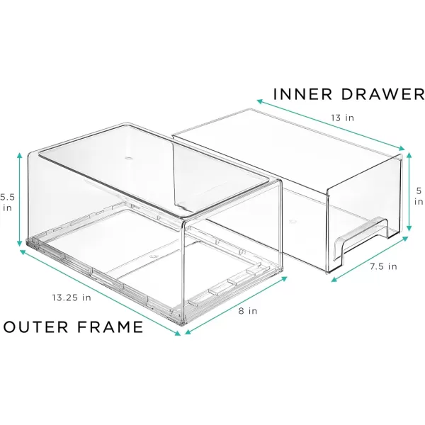 imageSorbus Small Clear Stackable Storage Drawers Plastic Storage Drawers with Handles Craft Storage Drawers Clothes Medicine Makeup Closet Art Supply Bathroom Toy Storage Organizer 2 Pack WideLarge 2 Pack