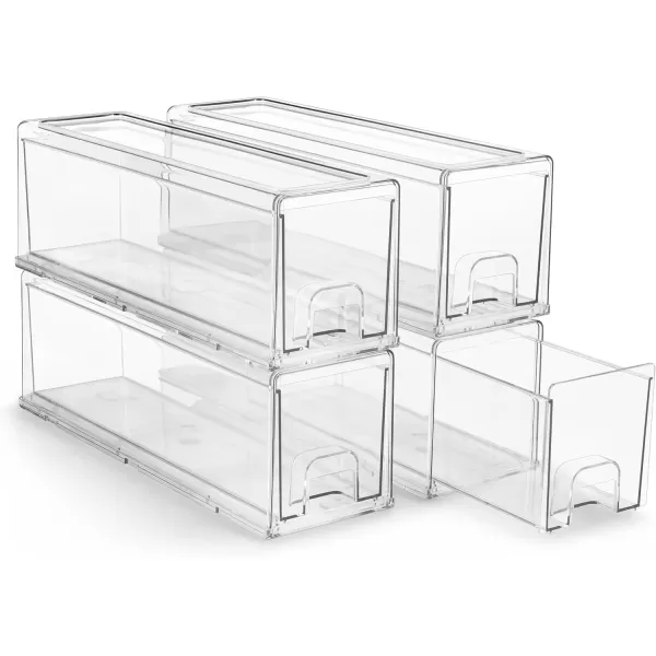 imageSorbus Small Clear Stackable Storage Drawers Plastic Storage Drawers with Handles Craft Storage Drawers Clothes Medicine Makeup Closet Art Supply Bathroom Toy Storage Organizer 2 Pack WideSmall 4 Pack