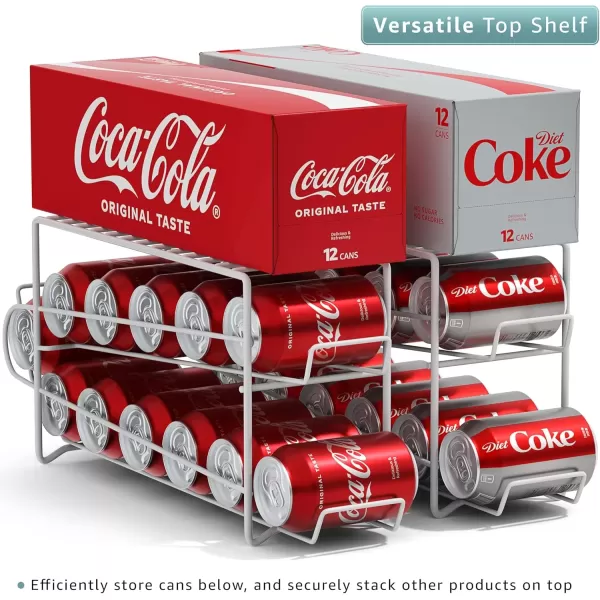 imageSorbus Soda Can Rack Beverage Dispenser  Soda Can Organizer Dispenses 12 Standard Size 12oz Soda Cans  Can Organizer for Refrigerator Soda Can Dispenser Rack Organizer 2 Pack WhiteWhite