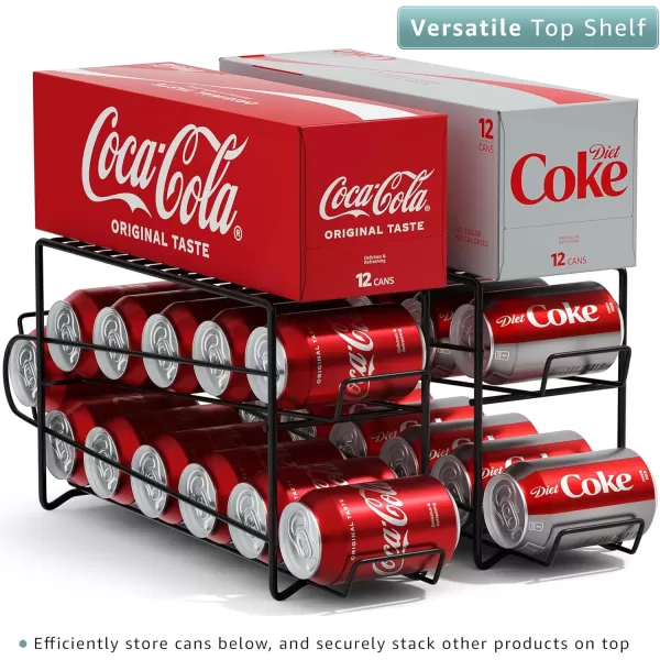 imageSorbus Soda Can Rack Beverage Dispenser  Soda Can Organizer Dispenses 12 Standard Size 12oz Soda Cans  Can Organizer for Refrigerator Soda Can Dispenser Rack Organizer 2 Pack WhiteBlack