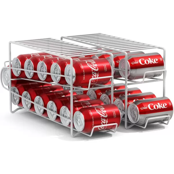 imageSorbus Soda Can Rack Beverage Dispenser  Soda Can Organizer Dispenses 12 Standard Size 12oz Soda Cans  Can Organizer for Refrigerator Soda Can Dispenser Rack Organizer 2 Pack WhiteWhite