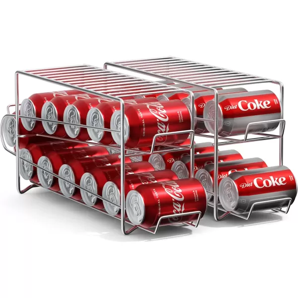 imageSorbus Soda Can Rack Beverage Dispenser  Soda Can Organizer Dispenses 12 Standard Size 12oz Soda Cans  Can Organizer for Refrigerator Soda Can Dispenser Rack Organizer 2 Pack WhiteSilver
