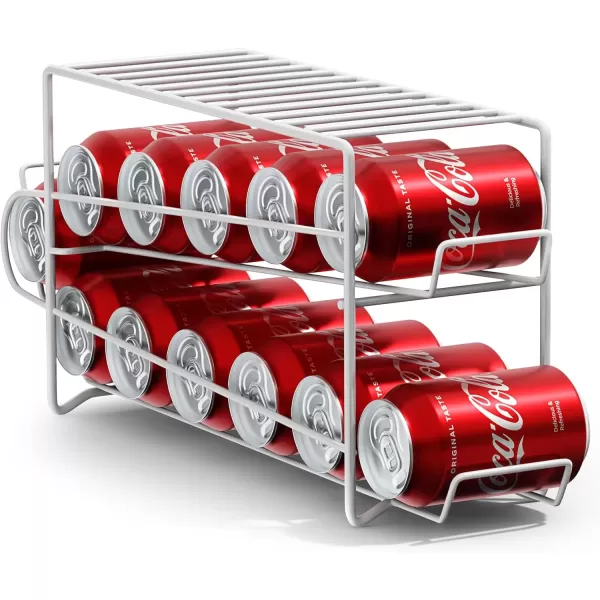 imageSorbus Soda Can Rack Beverage Dispenser  Soda Can Organizer Dispenses 12 Standard Size 12oz Soda Cans  Can Organizer for Refrigerator Soda Can Dispenser Rack Organizer 2 Pack WhiteWhite