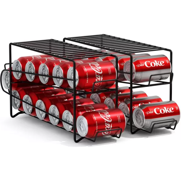 imageSorbus Soda Can Rack Beverage Dispenser  Soda Can Organizer Dispenses 12 Standard Size 12oz Soda Cans  Can Organizer for Refrigerator Soda Can Dispenser Rack Organizer 2 Pack WhiteBlack