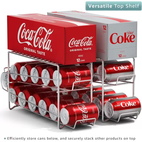imageSorbus Soda Can Rack Beverage Dispenser  Soda Can Organizer Dispenses 12 Standard Size 12oz Soda Cans  Can Organizer for Refrigerator Soda Can Dispenser Rack Organizer 2 Pack WhiteSilver