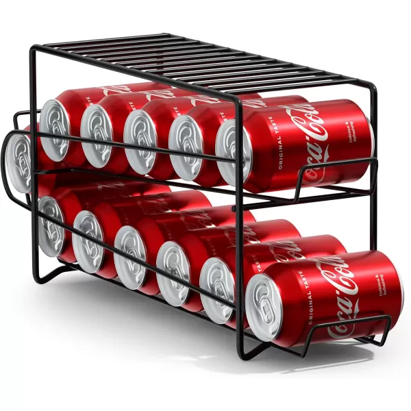 imageSorbus Soda Can Rack Beverage Dispenser  Soda Can Organizer Dispenses 12 Standard Size 12oz Soda Cans  Can Organizer for Refrigerator Soda Can Dispenser Rack Organizer 2 Pack WhiteBlack