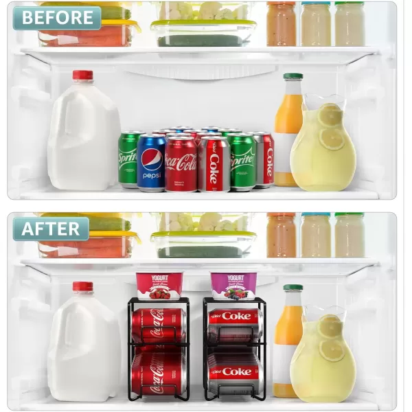 imageSorbus Soda Can Rack Beverage Dispenser  Soda Can Organizer Dispenses 12 Standard Size 12oz Soda Cans  Can Organizer for Refrigerator Soda Can Dispenser Rack Organizer 2 Pack WhiteBlack