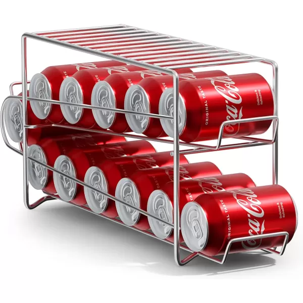 imageSorbus Soda Can Rack Beverage Dispenser  Soda Can Organizer Dispenses 12 Standard Size 12oz Soda Cans  Can Organizer for Refrigerator Soda Can Dispenser Rack Organizer 2 Pack WhiteSilver