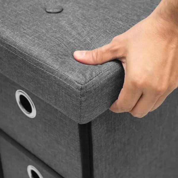 imageSorbus Storage Bench Chest with Drawers  Collapsible Folding Bench Ottoman Includes Cover  Perfect for Entryway Bedroom Bench Cubby Drawer Footstool Hope Chest Faux Linen GrayGrey