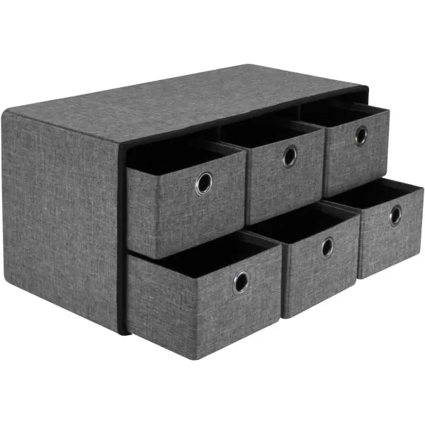 imageSorbus Storage Bench Chest with Drawers  Collapsible Folding Bench Ottoman Includes Cover  Perfect for Entryway Bedroom Bench Cubby Drawer Footstool Hope Chest Faux Linen GrayGrey